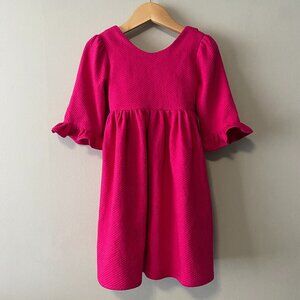 Handmade Children's Cotton Piqué Pink Ruffles Bow Dress